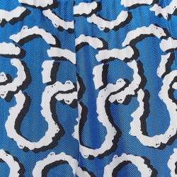 Kenzo Blue Print Silk Elasticated Waist Pants S