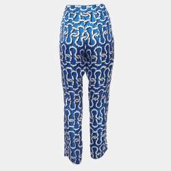 Kenzo Blue Print Silk Elasticated Waist Pants S