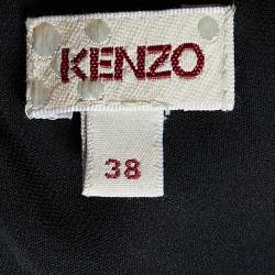 Kenzo Green Floral Print Silk & Velvet Knee-Length Dress M