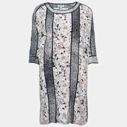 Kenzo Multicolor Print Silk Loose Fit Tunic Top M