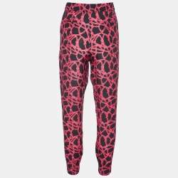 Kenzo Black/Pink Rope Print Crepe Trousers S