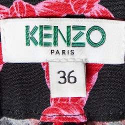 Kenzo Black/Pink Rope Print Crepe Trousers S