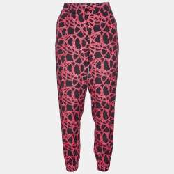 Kenzo Black/Pink Rope Print Crepe Trousers S