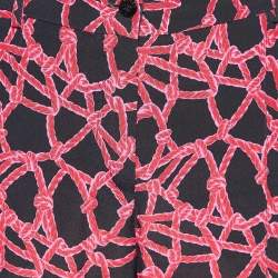 Kenzo Black/Pink Rope Print Crepe Trousers S