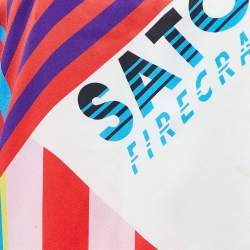 Kenzo Multicolor Satori Print Silk V-Neck Shirt M