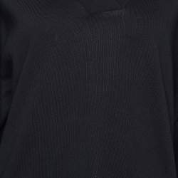 Pre Owned Kenzo Black Logo Print Cotton V-Neck Sweatshirt M