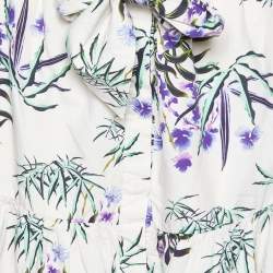 Kenzo White Sea Lily Print Cotton Midi Skirt S