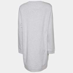 Pre Owned Kenzo Grey Cotton Tiger Embroidered Sweater Dress XL