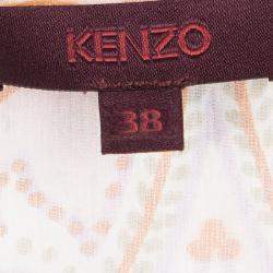 Pre Owned Kenzo Pink Paisley Printed Crinkled Silk Chiffon Long Sleeve Blouse M