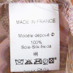 Pre Owned Kenzo Pink Paisley Printed Crinkled Silk Chiffon Long Sleeve Blouse M