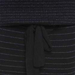 Kenzo Black Stripe Lurex Knit Belted Mini Dress M