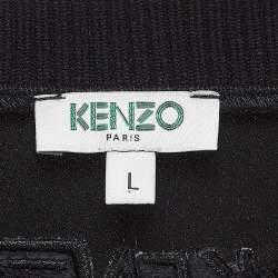 Pre Owned Kenzo Black Crepe Knot Ruched Sleeve Top L