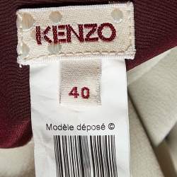 Pre Owned Kenzo Maroon Silk Wrap Maxi Skirt M