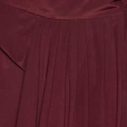 Pre Owned Kenzo Maroon Silk Wrap Maxi Skirt M