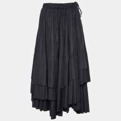 Pre Owned Kenzo Black Cotton Tiered Maxi Skirt M