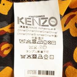 Kenzo Multicolor Floral Print Silk Flared Top M