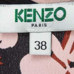 Kenzo Multicolor Floral Print Silk Flared Top M
