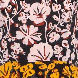 Kenzo Multicolor Floral Print Silk Flared Top M