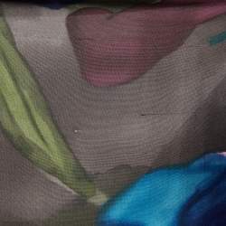 Pre Owned Kenzo Multicolor Tulip Print Silk Midi Dress M