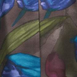 Pre Owned Kenzo Multicolor Tulip Print Silk Midi Dress M