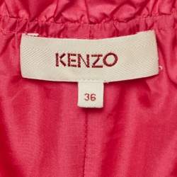 Kenzo Pink Silk Ruffled Zip Front Short Dress S
