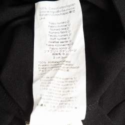 Pre Owned Kenzo Black Tiger Embroidered Cotton Ruffled T-Shirt S