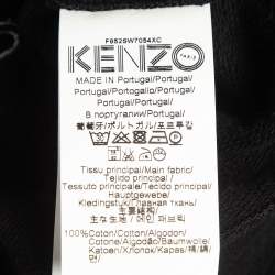 Pre Owned Kenzo Black Logo Tiger Embroidered Cotton Sweatshirt M