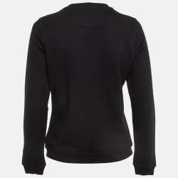 Pre Owned Kenzo Black Logo Tiger Embroidered Cotton Sweatshirt M