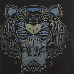 Pre Owned Kenzo Black Tiger Print Cotton Knit Short Sleeves T-shirt M