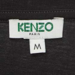 Pre Owned Kenzo Black Tiger Print Cotton Knit Short Sleeves T-shirt M
