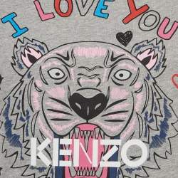 Pre Owned Kenzo Grey Printed Cotton Knit Crew Neck Tshirt M