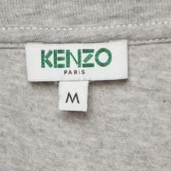 Pre Owned Kenzo Grey Printed Cotton Knit Crew Neck Tshirt M