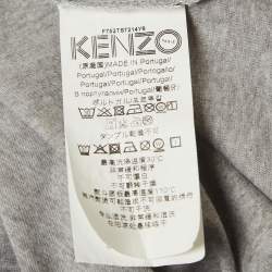 Pre Owned Kenzo Grey Printed Cotton Knit Crew Neck Tshirt M