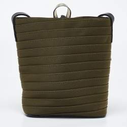 Pre Owned Kenzo Green/Black Canvas and Leather Crossbody Bag