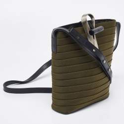 Pre Owned Kenzo Green/Black Canvas and Leather Crossbody Bag