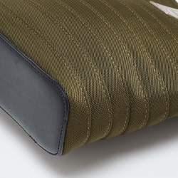 Pre Owned Kenzo Green/Black Canvas and Leather Crossbody Bag