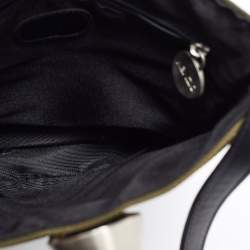 Pre Owned Kenzo Green/Black Canvas and Leather Crossbody Bag