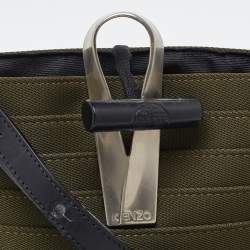 Pre Owned Kenzo Green/Black Canvas and Leather Crossbody Bag