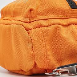 Pre Owned Kenzo Orange/Black Nylon Mini Embroidered Tiger Backpack