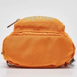 Pre Owned Kenzo Orange/Black Nylon Mini Embroidered Tiger Backpack