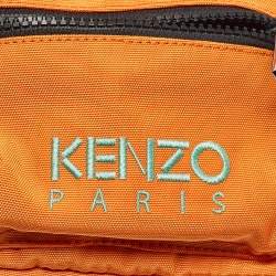 Pre Owned Kenzo Orange/Black Nylon Mini Embroidered Tiger Backpack