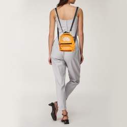 Pre Owned Kenzo Orange/Black Nylon Mini Embroidered Tiger Backpack