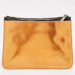 Pre Owned Kenzo Bronze Vinyl Tiger Motif Slim Clutch