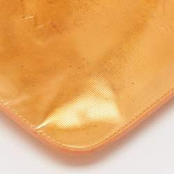 Pre Owned Kenzo Bronze Vinyl Tiger Motif Slim Clutch