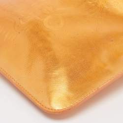 Pre Owned Kenzo Bronze Vinyl Tiger Motif Slim Clutch