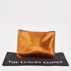 Pre Owned Kenzo Bronze Vinyl Tiger Motif Slim Clutch