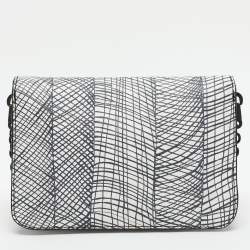 Kenzo White/Black Printed Leather Raindrop Shoulder Bag
