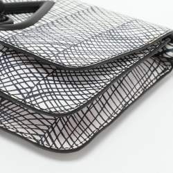 Kenzo White/Black Printed Leather Raindrop Shoulder Bag