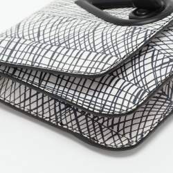 Kenzo White/Black Printed Leather Raindrop Shoulder Bag
