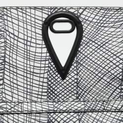 Kenzo White/Black Printed Leather Raindrop Shoulder Bag